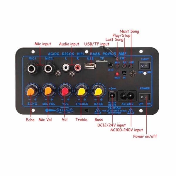 AM2702 - Tarjeta amplificadora para cabina de sonido 600w - Control remoto (copia)