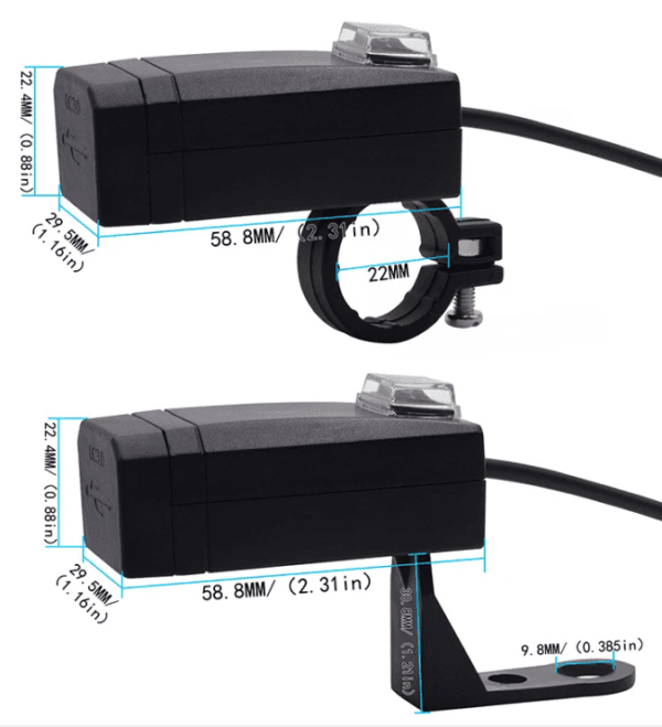 CUSB-H2 Cargador USB QC3.0 para motocicleta IP67