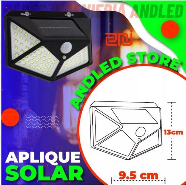 GR54A - Lampara solar de pared 100 leds