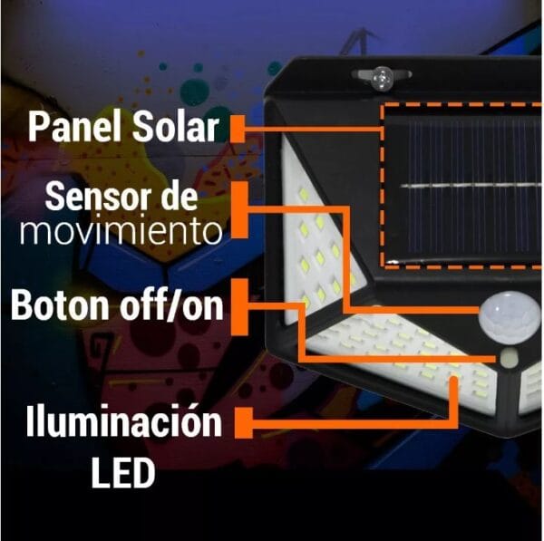 GR54A - Lampara solar de pared 100 leds