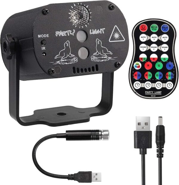 LA202A - Luz láser y estroboscópica - Ilumina 60 efectos - RGB - Control