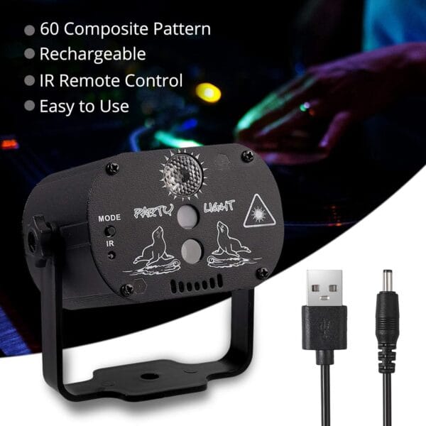 LA202A - Luz láser y estroboscópica - Ilumina 60 efectos - RGB - Control