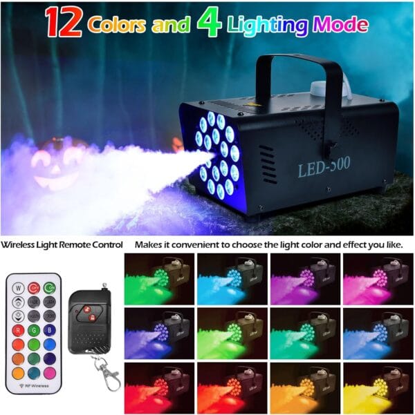MH301L - Maquina de Humo 500w con luz led  RGB y Control remoto