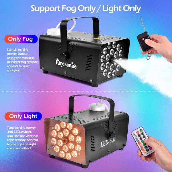 MH301L - Maquina de Humo 500w con luz led  RGB y Control remoto
