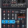 MIX01A - Mixer de 4 canales - Bluetooth - USB - Plug & Play - MP3 - Interface salida monitor - 16 Efectos DSP - 48v - MIX01A