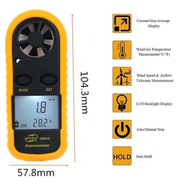 WH816 - Medidor de velicidad viento (Anemometro)