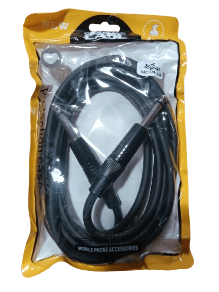 MC104-3 - Plug 6.35mm Mono a Plug 6.35mm Metalico Negro