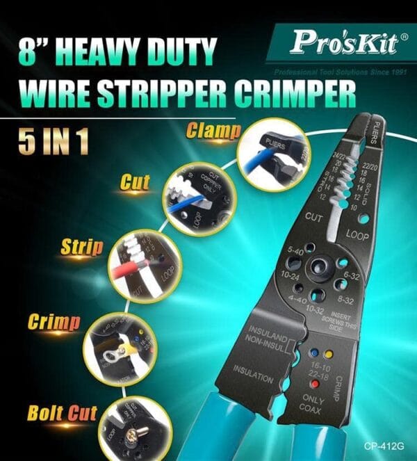 PK CP-412G - Pelacables - Cortador - Ponchadora Pro´sKit
