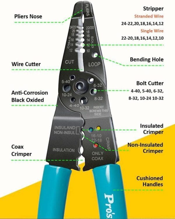 PK CP-412G - Pelacables - Cortador - Ponchadora Pro´sKit