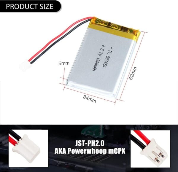 BA 3710 - Bateria de Litio cuadrada PL503450 3.7v - 1ah