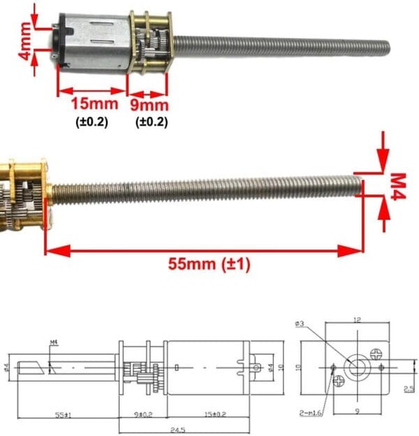MOT10-3 - Moto Reductor eje largo 12v - 100rpm