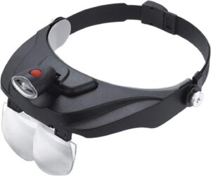LU01 - Lupa de cabeza con luz, 4 lentes intercambiables 1,2X 1,8X 2,5X 3,5X