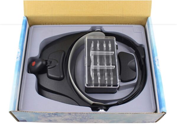 LU01 - Lupa de cabeza con luz, 4 lentes intercambiables 1,2X 1,8X 2,5X 3,5X
