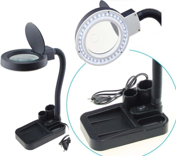 LU03 - Lupa de mesa con luz LED, entrada de  110v