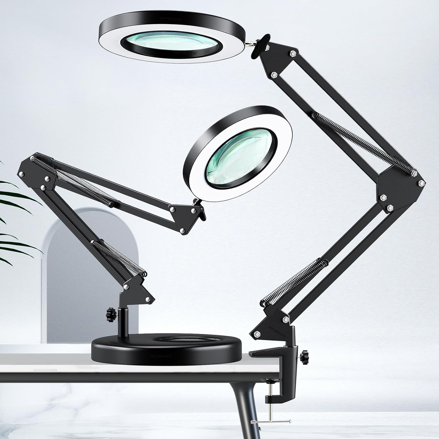 LU05A – Lupa de vidrio real 10X con gancho y luz led de 10W
