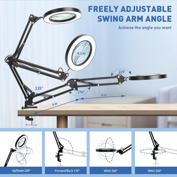 LU05A - Lupa de vidrio real 10X con gancho y luz led de 10W