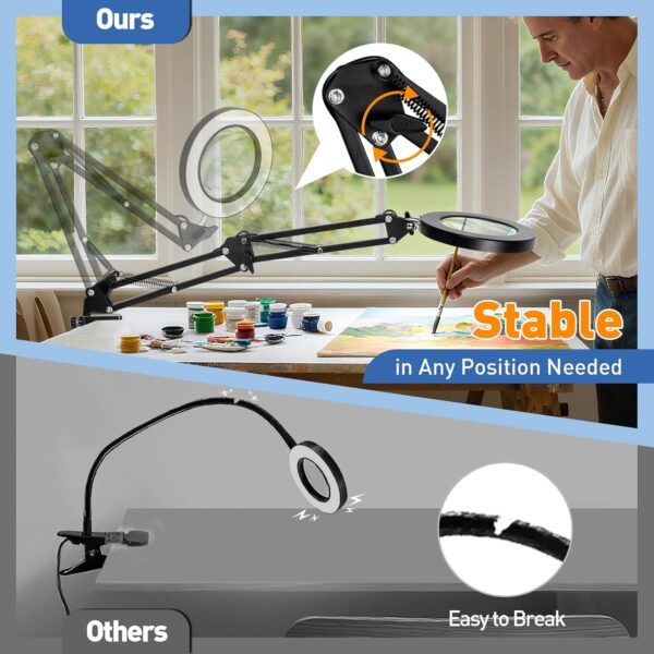 LU05A - Lupa de vidrio real 10X con gancho y luz led de 10W