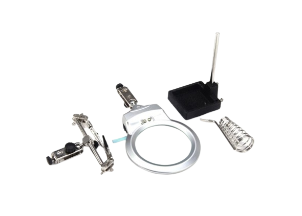 TM02 - Tercera Mano con porta cautín y Luz base metálica