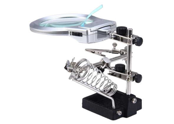 TM02 - Tercera Mano con porta cautín y Luz base metálica