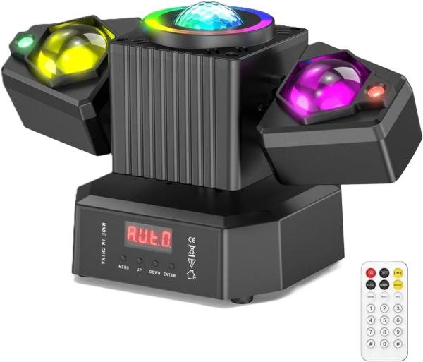 LA208B LA208B - Luz robotica de dos cabezas móviles, luz laser y bola de cristal (con control)