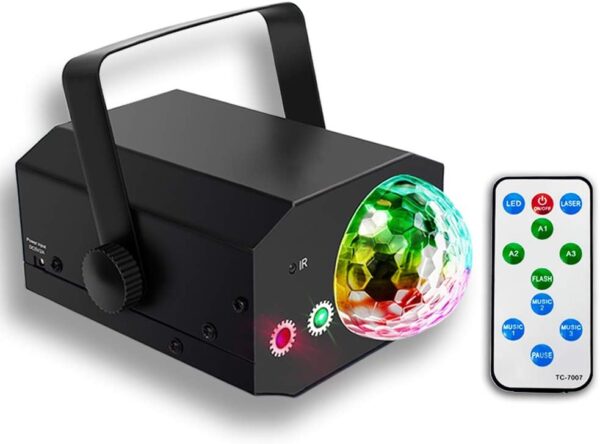 LA212D - Juego de luces estroboscopica con laser con bola