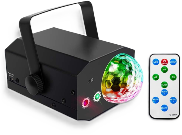 LA212D - Juego de luces estroboscopica con laser con bola