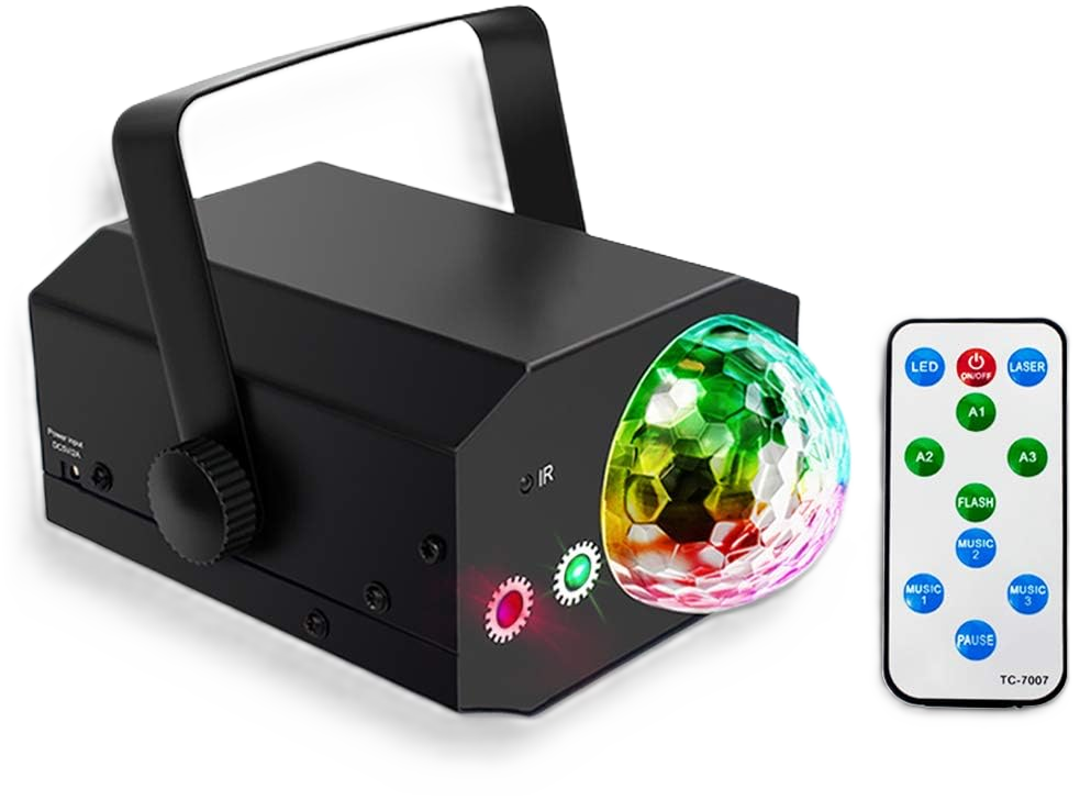 LA212D – Juego de luces estroboscopica con laser con bola
