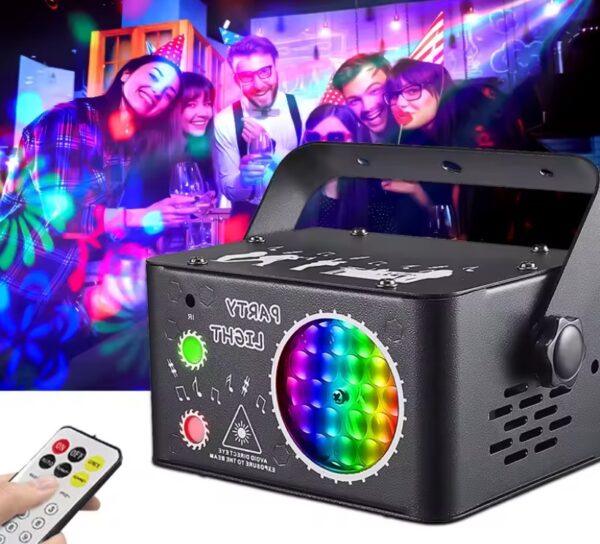 LA212E - Juego de luces 4 en 1, luces, strober, laser, barra led