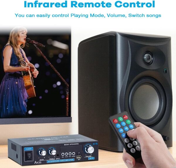 AMP1003 - Amplificador de audio 2,0, USB, TF, RCA, FM radio, bluetooth, mic, control 150W