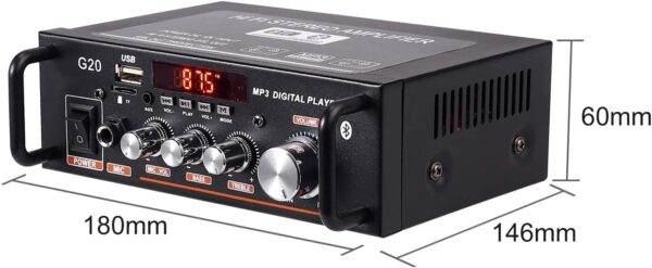 AMP1004 - Amplificador de audio 2.0, USB, TF, RCA, FM radio, bluetooth, mic, control 30W