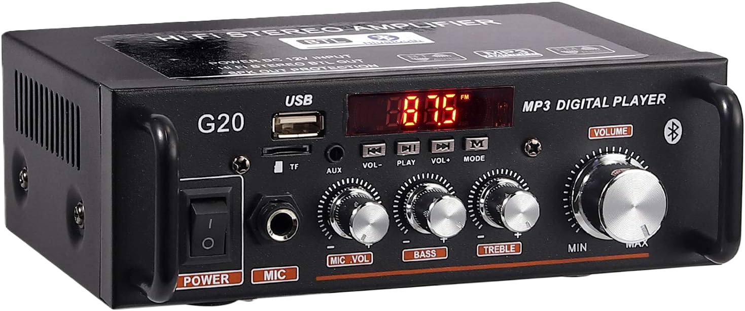 AMP1004 – Amplificador de audio 2.0, USB, TF, RCA, FM radio, bluetooth, mic, control 30W