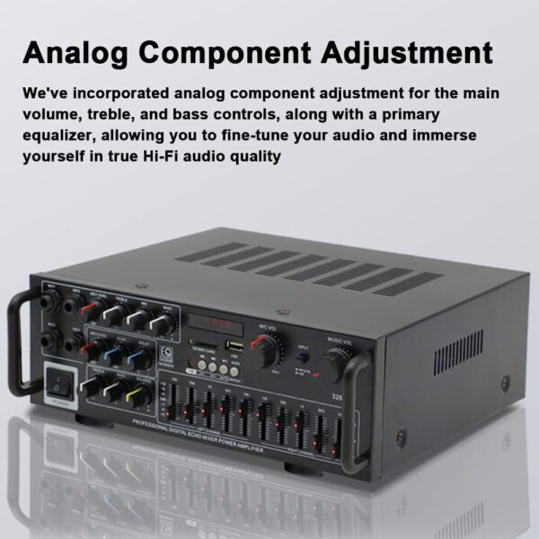 AMP1005 - Amplificador de audio 4 salidas, USB, TF, RCA, FM radio, bluetooth, mic  800w