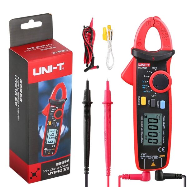 UT210D - Mini Pinza Amperimétrica UT210D UNI-T, CA 600amp AC/DC 600v