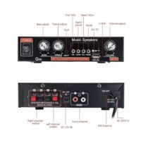 AMP1002 - Amplificador de audio 2.0, USB, TF, RCA, FM radio, bluetooth, mic, control 120w