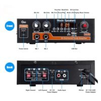 AMP1002 - Amplificador de audio 2.0, USB, TF, RCA, FM radio, bluetooth, mic, control 120w