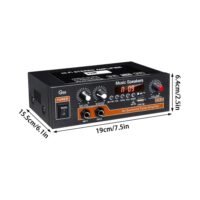 AMP1002 - Amplificador de audio 2.0, USB, TF, RCA, FM radio, bluetooth, mic, control 120w