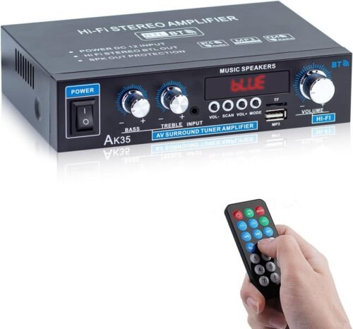 AMP1003.jpg AMP1003 - Amplificador de audio 2,0, USB, TF, RCA, FM radio, bluetooth, mic, control 150W