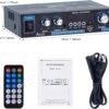 AMP1003 - Amplificador de audio 2,0, USB, TF, RCA, FM radio, bluetooth, mic, control 150W