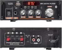 AMP1004 - Amplificador de audio 2.0, USB, TF, RCA, FM radio, bluetooth, mic, control 30W