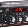 AMP1004 - Amplificador de audio 2.0, USB, TF, RCA, FM radio, bluetooth, mic, control 30W