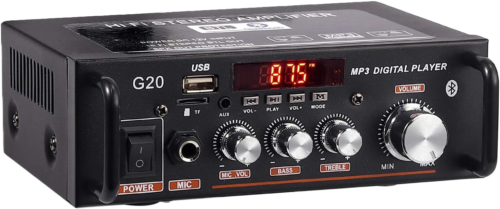 AMP1004 - Amplificador de audio 2.0, USB, TF, RCA, FM radio, bluetooth, mic, control 30W