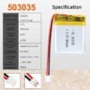 BA 375 - Bateria de Litio cuadrada PL503035 3.7v - 500ma