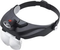 LU01 - Lupa de cabeza con luz, 4 lentes intercambiables 1,2X 1,8X 2,5X 3,5X