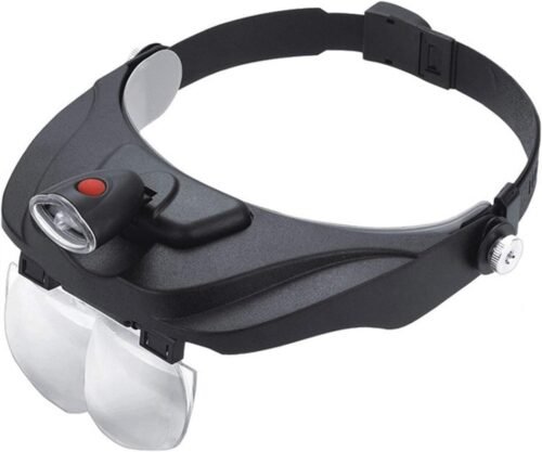 LU01 - Lupa de cabeza con luz, 4 lentes intercambiables 1,2X 1,8X 2,5X 3,5X