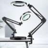 LU05A - Lupa de vidrio real 10X con gancho y luz led de 10W