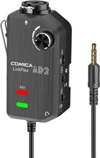 MIX100 - Pre-amplificador COMICA, Interfaz XLR para Celular / PC / Camara AD2 XLR / 6,35mm