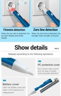 PRO02 - Probador de fase AC, Detecta voltaje AC de Luminoso/sonoro a 1000V sin contacto