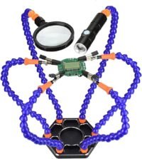 TM06B - Tercera mano seis brazos flexibles con Lupa y Luz