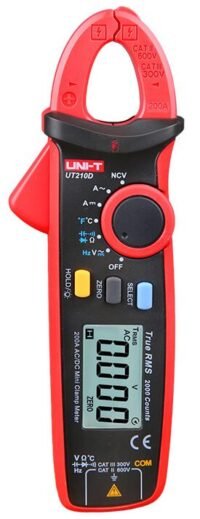 UT210D - Mini Pinza Amperimétrica UT210D UNI-T, CA 600amp AC/DC 600v