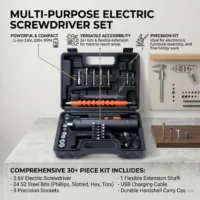 KIT15 - Destornillador eléctrico en kit con accesorios 47pcs 1300 mAh carga USB
